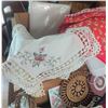 Image 3 : Antique Linens, Doilies, and E.W. Nelson Camrose Wood Box