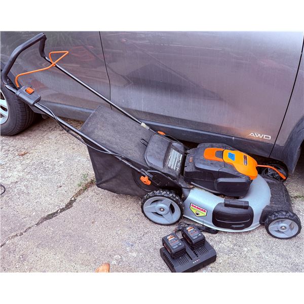 Worx Nitro 20V Cordless Lawn Mower With Dual Charger and Batteries