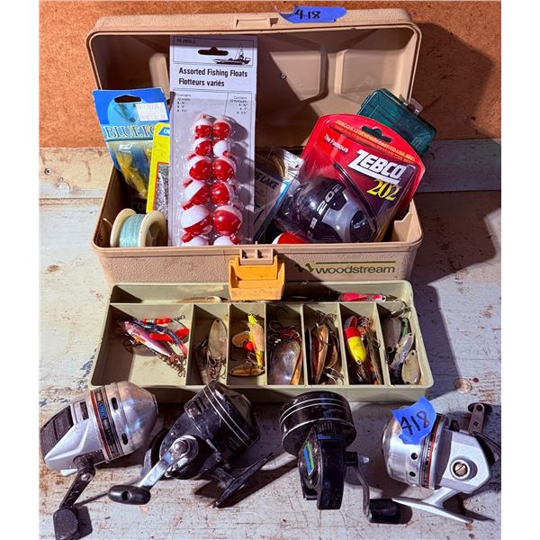 Woodstream Tackle Box with Fishing Reels, Lures, Floats and Gear