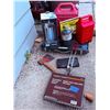 Image 1 : Outdoor Camping Equipment Group with Grilling Basket, Propane Canister, and Bug Zapper