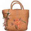 Image 2 : Woven Straw Tote with Embroidered Floral Design and Framed Floral Needlework