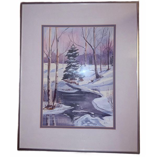 Sheila Barnes Framed Winter Landscape Watercolour