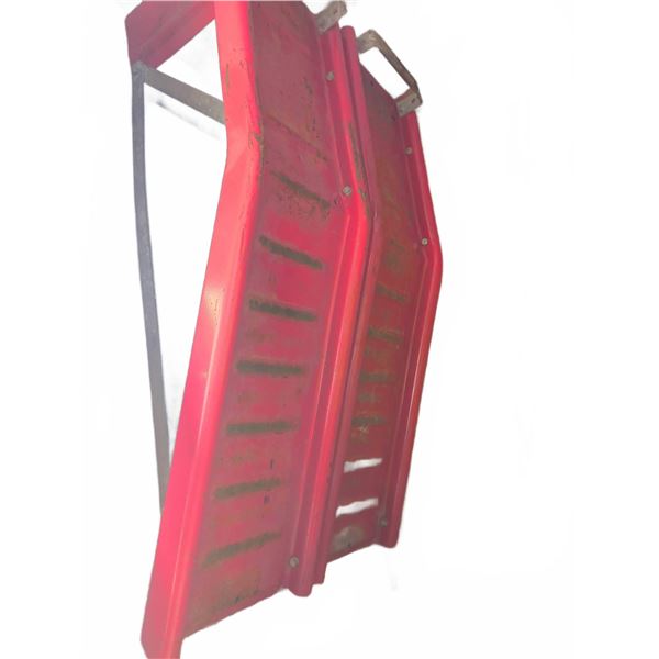 Red Metal Truck or Trailer Ramps, Set of 2