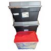 Image 1 : Three Storage Totes With Men’s Hunting and Weather Resistant Outerwear