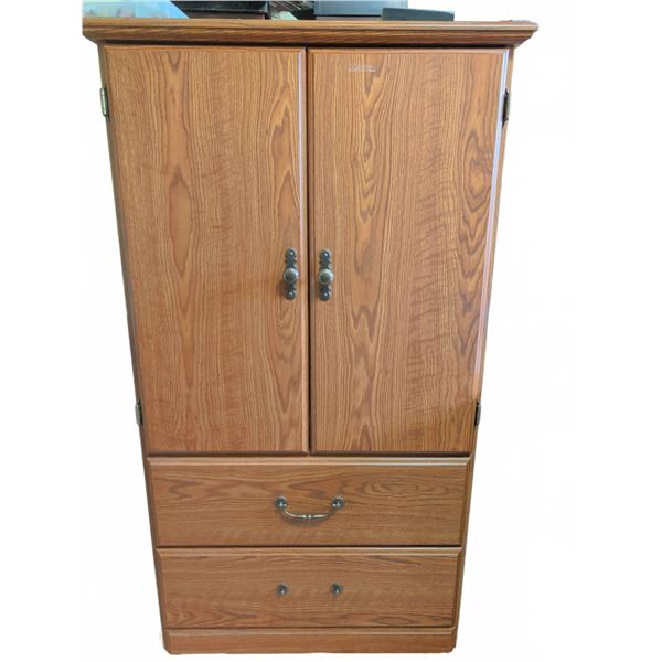 Wooden Armoire With Seasonal Assortment of Decorations