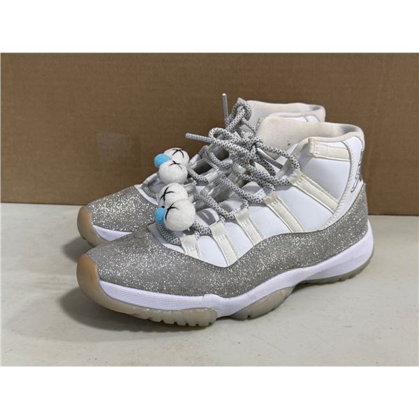Nike Air Jordan 11 Retro "Metallic Silver" Sneakers w/ KAWS-Style Lace Accessory