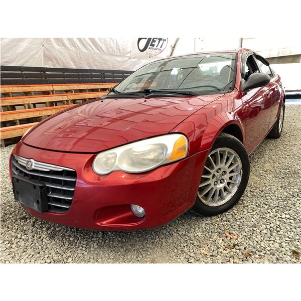 PARKSVILLE - "NO RESERVE" 2004 CHRYSLER SEBRING RED 208097 KMS - 149119-2