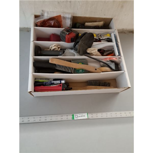 Tape Measure, Flashlight, Wire, Bristle Brush, Utility Knife, Misc ( as is, cannot ship)