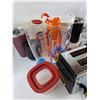 Image 4 : Water Bottles, Plastic Containers, Toastmaster Toaster, Measuring Pitchers, Bowls, Misc