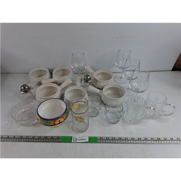 Glass Goblets, Salt & Pepper Shakers, Bean Pots, Glass Mugs, Misc