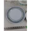 Image 2 : Ceramic & Plastic Dining Plates, Glass & Milk Glass Bowls