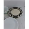 Image 4 : Ceramic & Plastic Dining Plates, Glass & Milk Glass Bowls