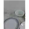 Image 5 : Ceramic & Plastic Dining Plates, Glass & Milk Glass Bowls