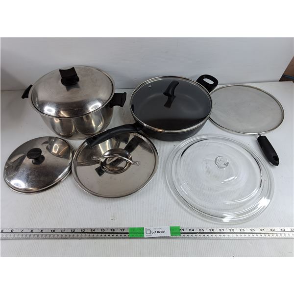 Stock Pot, Frying Pan & Lids