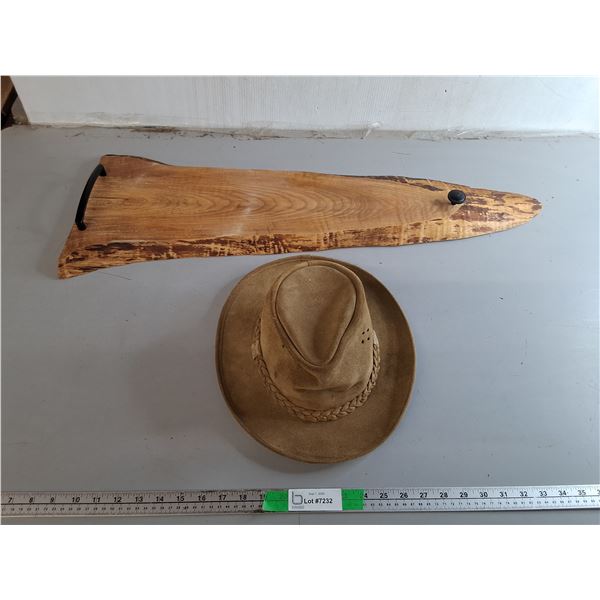 Wooden Charcuterie Board 32" & Suede Hat-M, Can't Ship