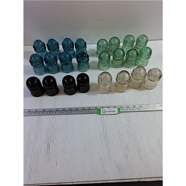 (24) Hemingray-9 Glass Insulators