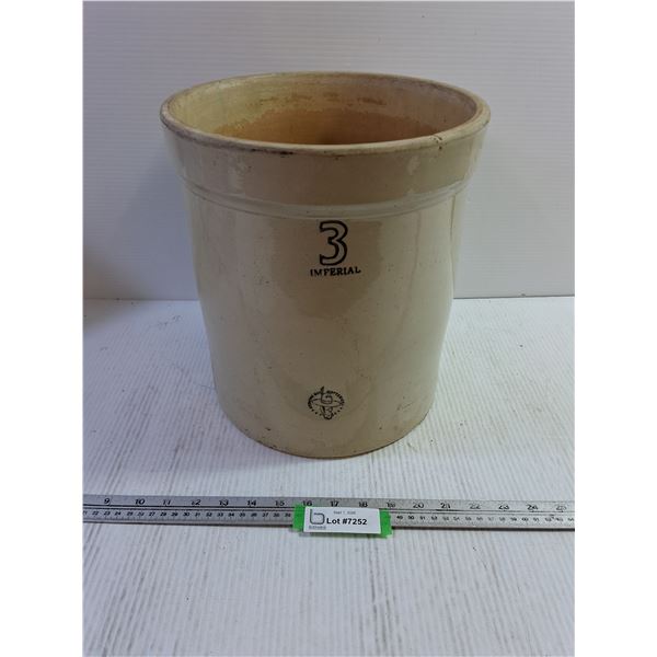Imperial 3 Stoneware Crock - 11" Diameter - 12" Height - Cannot Ship