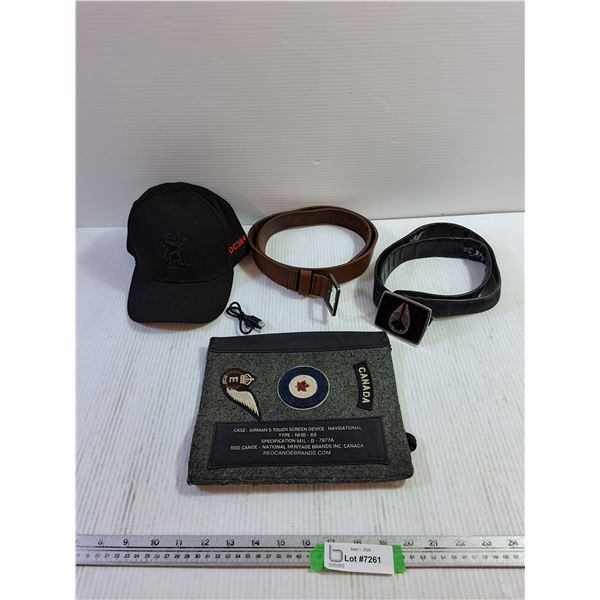 Painters Local Hat, (2) Belts, Canada Red Canoe Touch Screen Case, USB USBC Adaptor