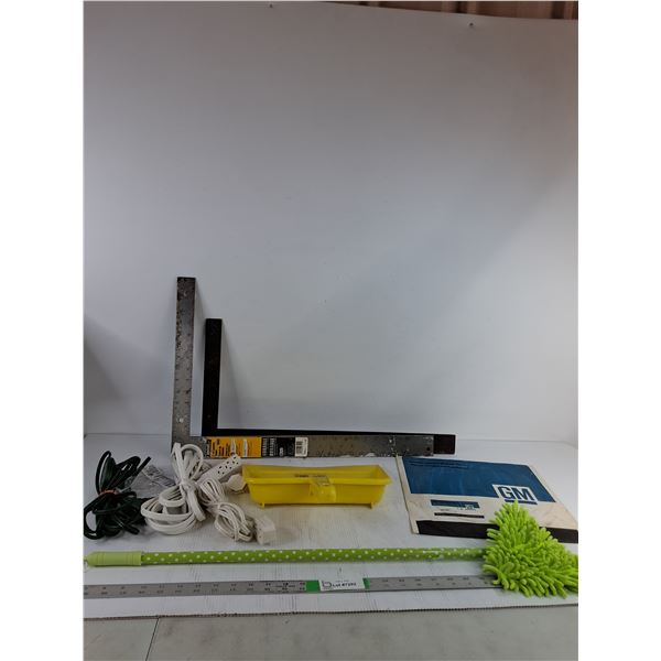 (2) Squares, Dust Pan, Extension Cords ( as is)