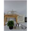 Image 2 : Wooden Stool, Artificial Plant, Wall Decor Signs, Misc ( as is)