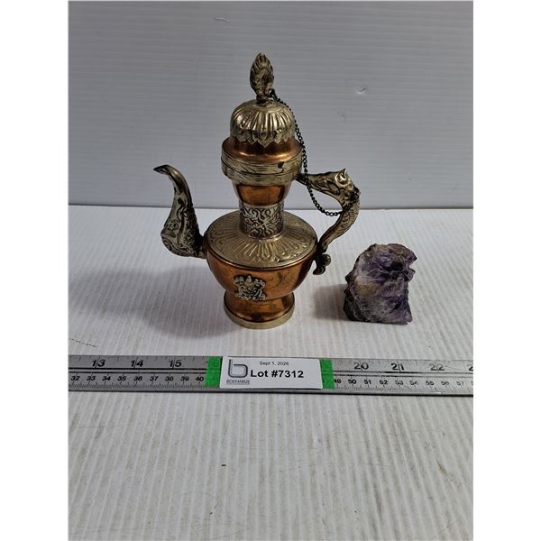 Vintage Asian Oriental Tea Pot,Amethyst Cluster