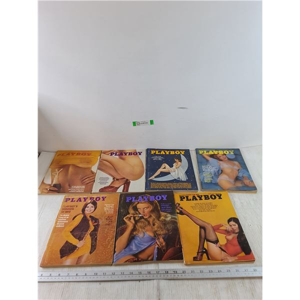 (7) Playboy Magazines, Assorted 1972 - 1974 Issues