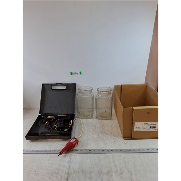 Waller Soldering Gun, Electric Pencil Engraver Both Untested, (2) Gumball Jars