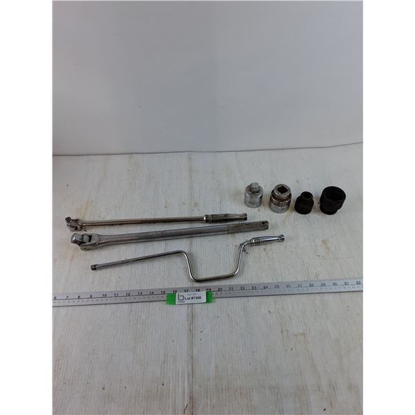 (2) Breaker Bars, Speeder Wrench, (4) Sockets 3/4" 1 1/2" 125mm