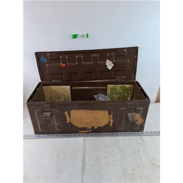 Large Green Toolbox with Plumbbob, Anti-Seize, Anti-Freeze Tester, Misc As-Is