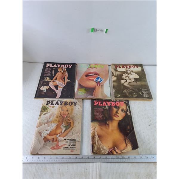 (5) Playboy Magazines in Various Condition, Assorted From 1973 - 1975