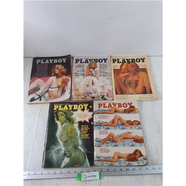 (5) Playboy Magazines in Various Condition, Assorted From 1974 - 1976