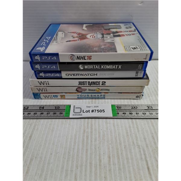 (3) Playstation 4 games and (3) Wii Games