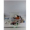 Image 1 : Assorted Craft Supplies, Beads, Plastic Container