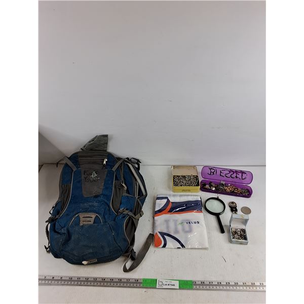 Backpack, Oilers Flag, Magnifying Glass, Hardware, Cufflinks, Misc