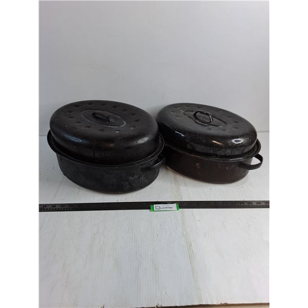 (2) Enameled Roasting Pans