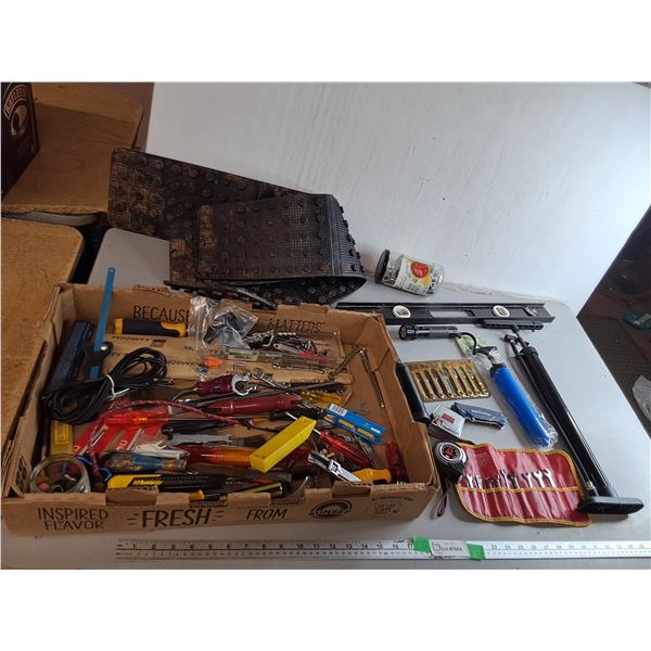 Bike Pump, Metal Level, (2) Vehicle Traction Pads, Misc. Can't Ship