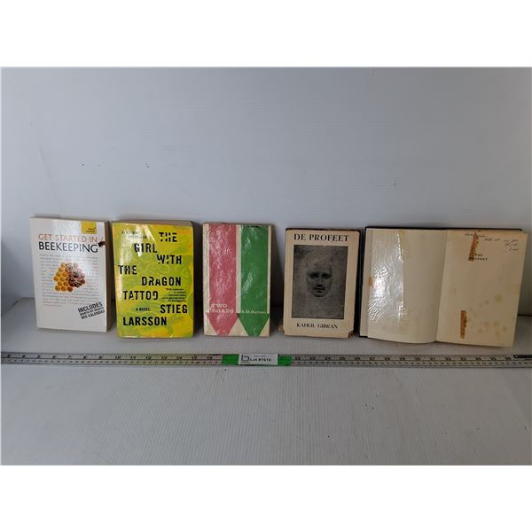 (5) Books- Get Started in Beekeeping, The Prophet, Girl with the Dragon Tattoo, Misc.