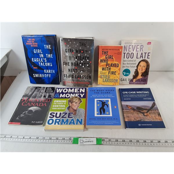 (8) Books- Stieg Larsson, Gail Vaz-Oxlade, The Body Keeps the Score, Misc.