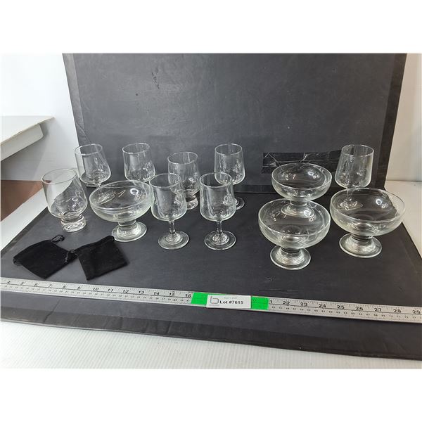 (4) Dessert Bowls & (8) Liquor Glasses