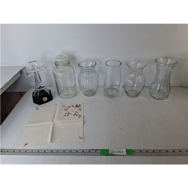 Glass Vases, Model Cross, Jar 9.75"