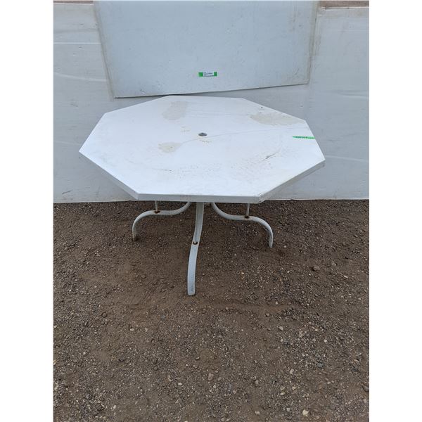 **Octagon Fiberglass Umbrella Patio Table, Can't Ship