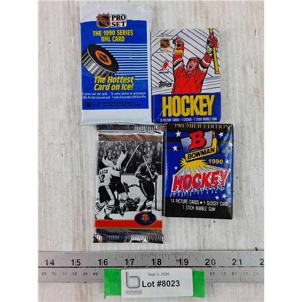 (4) Packs of 80's - 90's Sealed Hockey Cards NHL, Cannot Authenticate