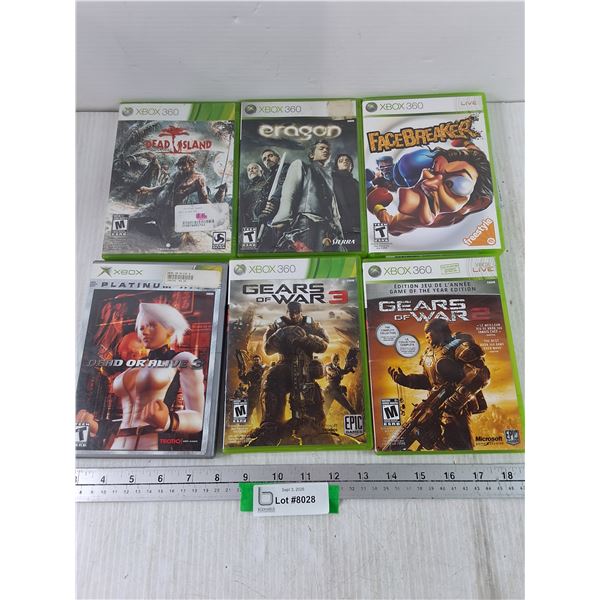 (6) XBOX 360 Games, Gears of War, Dead Island, Dead or Alive, Eragon, FaceBreaker