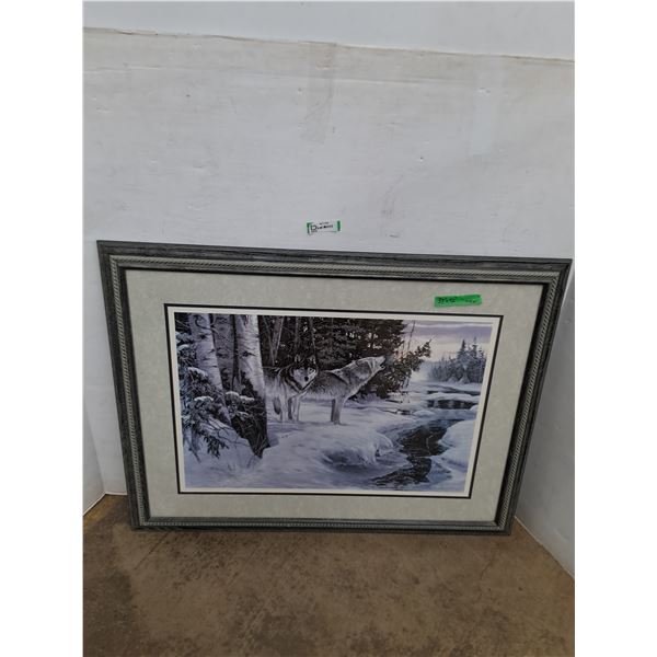 *Painting Print of Winter Forest with Wolves No Shipping