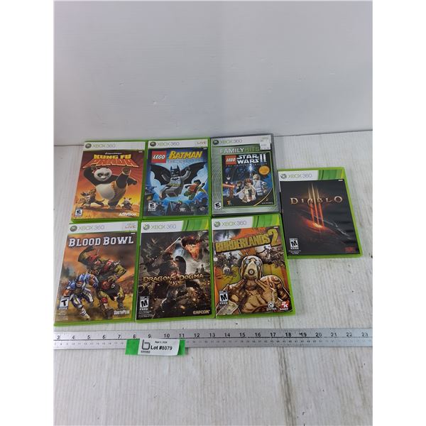(7) XBOX 360 Games, Blood Bowl, Kung Fu Panda, Lego, Dragons Dogma, Borderlands
