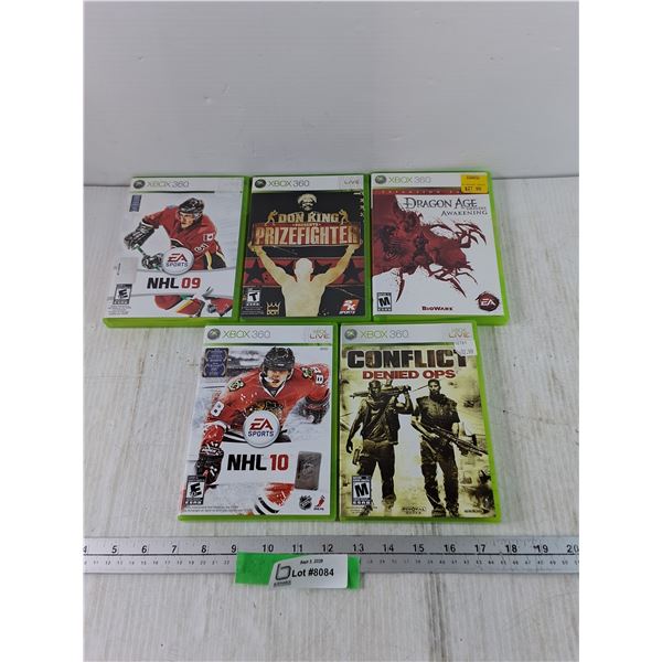 (5) XBOX 360 Games, Dragon Age, Conflict, Prizefighter, NHL