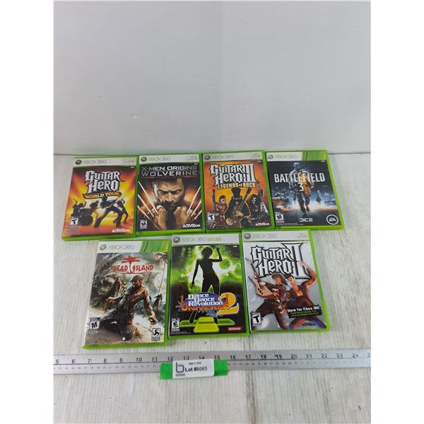 (6) XBOX 360 Games, Battlefield, Dead Island, Guitar Hero, Dance Dance Revolution