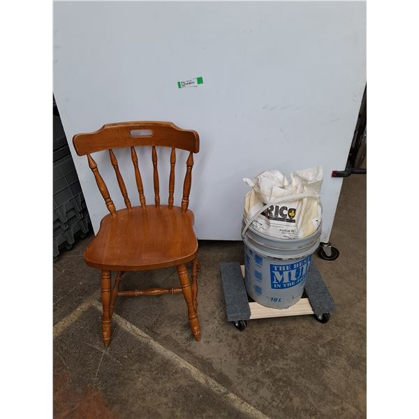 *Wooden Chair 32" Tall,  Bag of Terico Granular Fertilizer & Dolly 18" x 12"- Can't Ship
