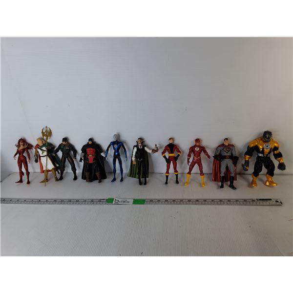 (10) Action Figures- The Flash, Aquaman, Batman, Misc.