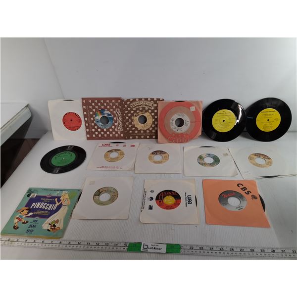 Vintage 45 Records-Village People, Donna Summer, Queen, Misc. & Pinocchio Book- No Record